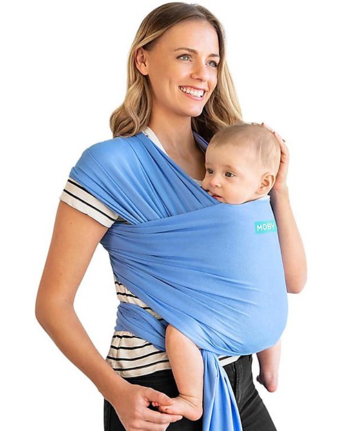 Moby Wrap Fascia Portabebè Evolution - Morbidissima e Facile da indossare - Fiordaliso Fasce Portabebé